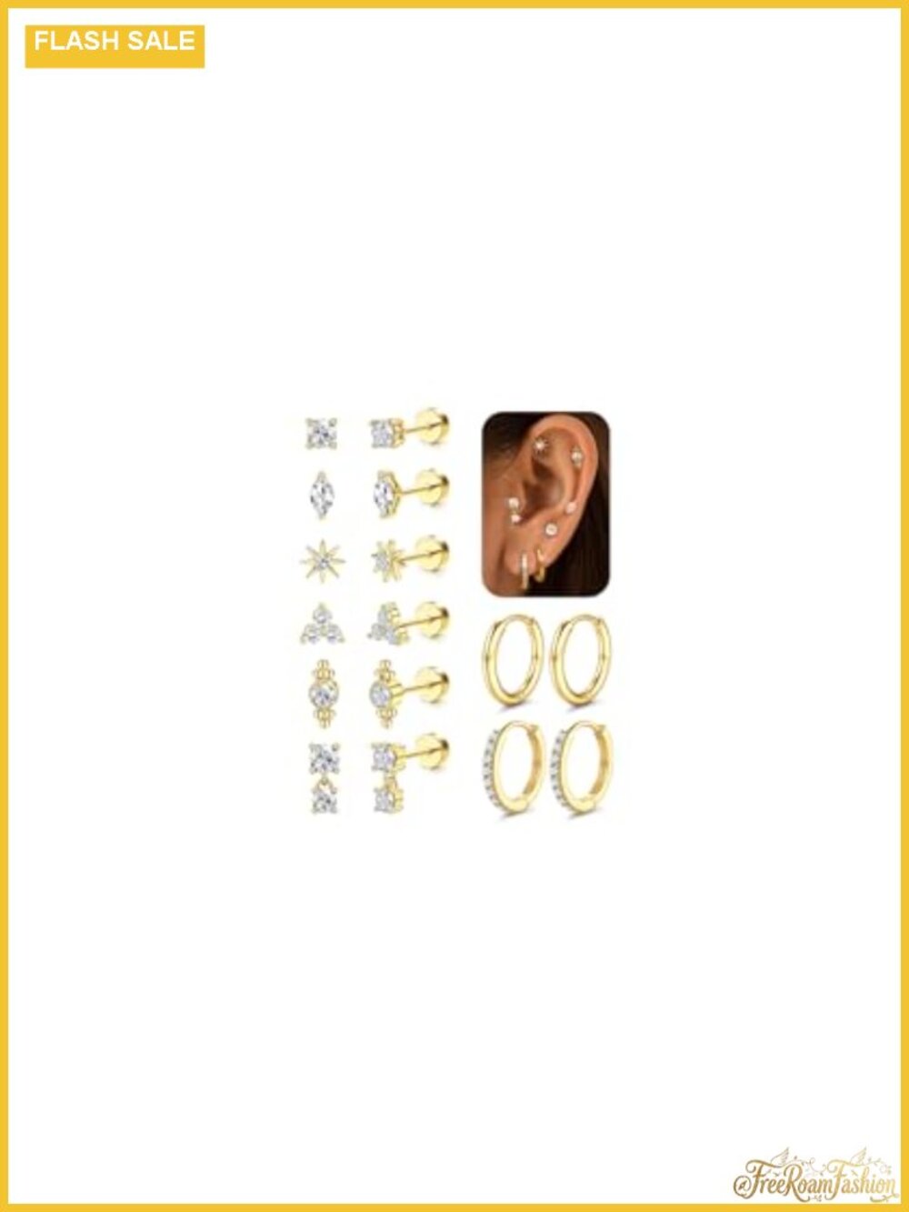 MILACOLATO 20G Hypoallergenic Flat Back Earrings for Multiple Piercing,